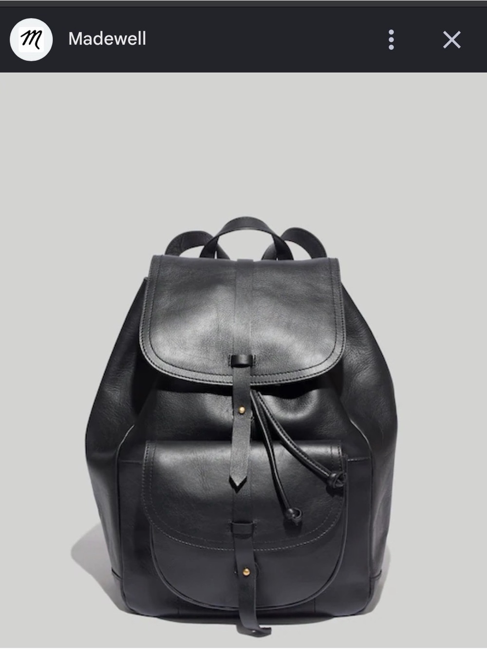 Madewell Black Leather Transport Rucksack